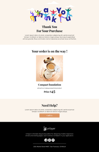 Thank You For Your Purchase Email Template | Unlayer