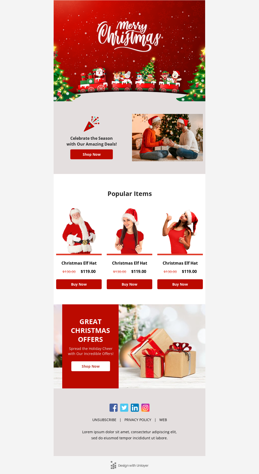 Elf day email template unlayer