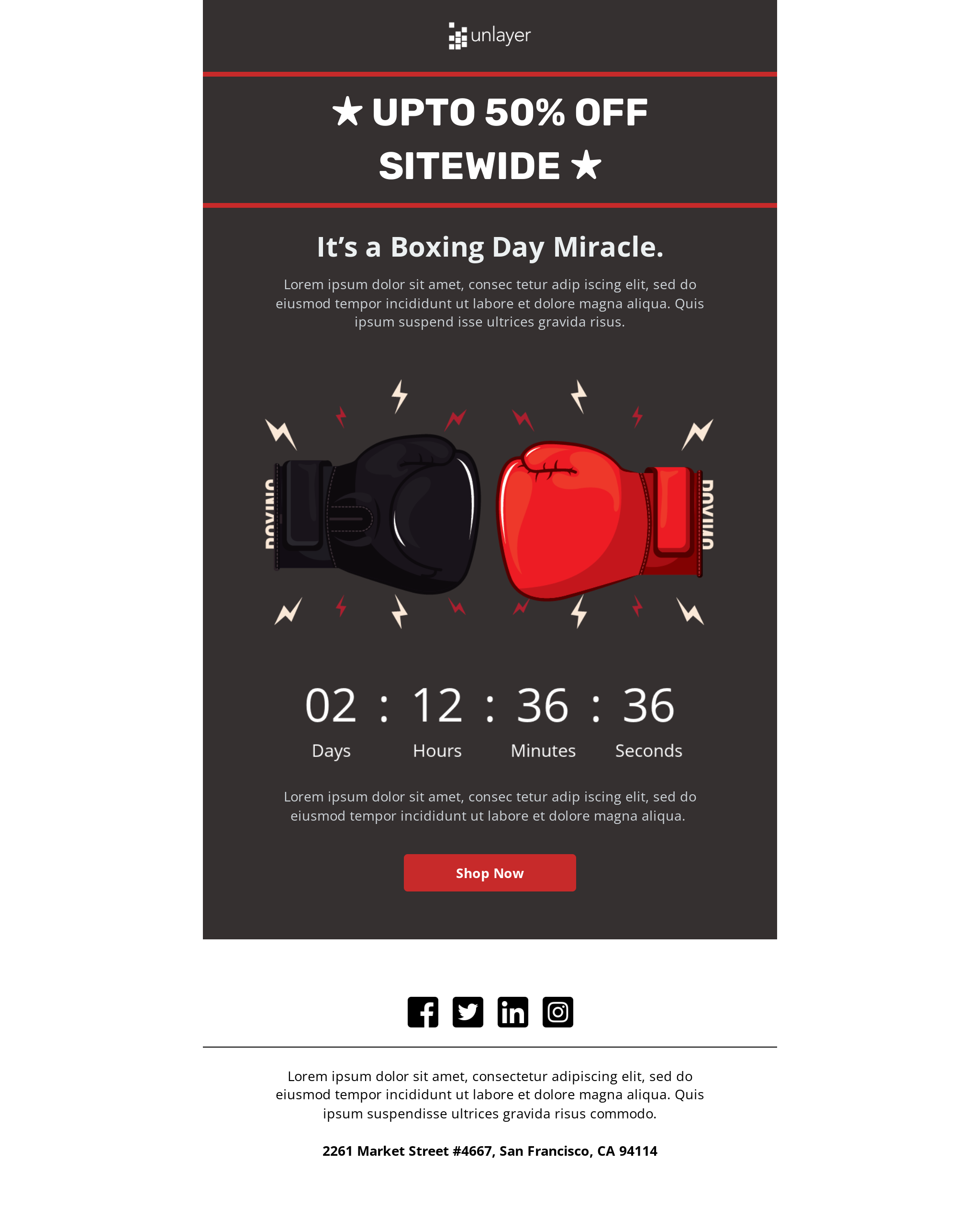 Final Hours Boxing Day Email Template Unlayer