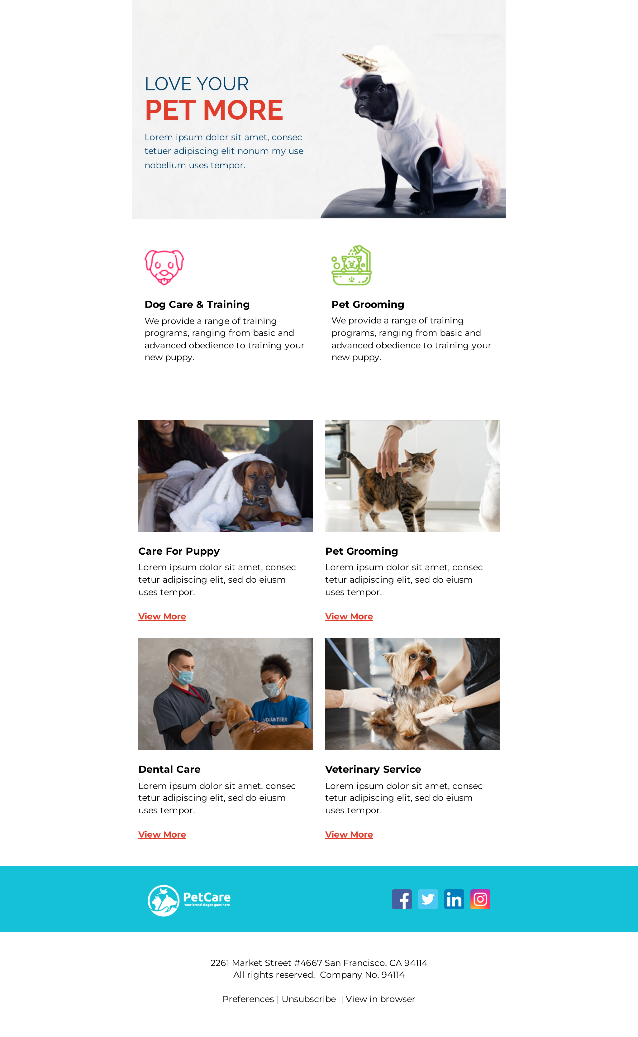 Love and care email template unlayer