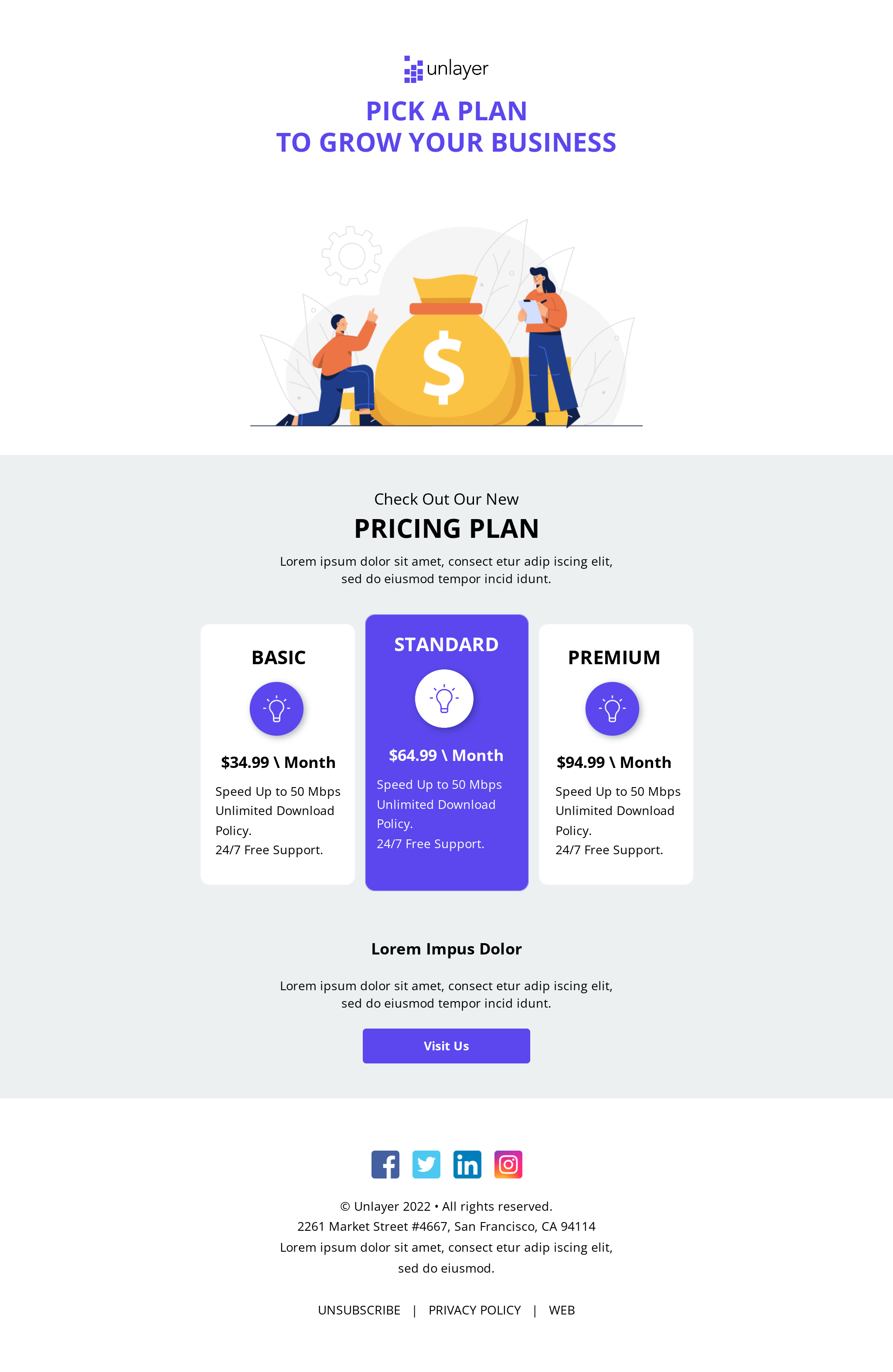 New Pricing Plans Email Template Unlayer