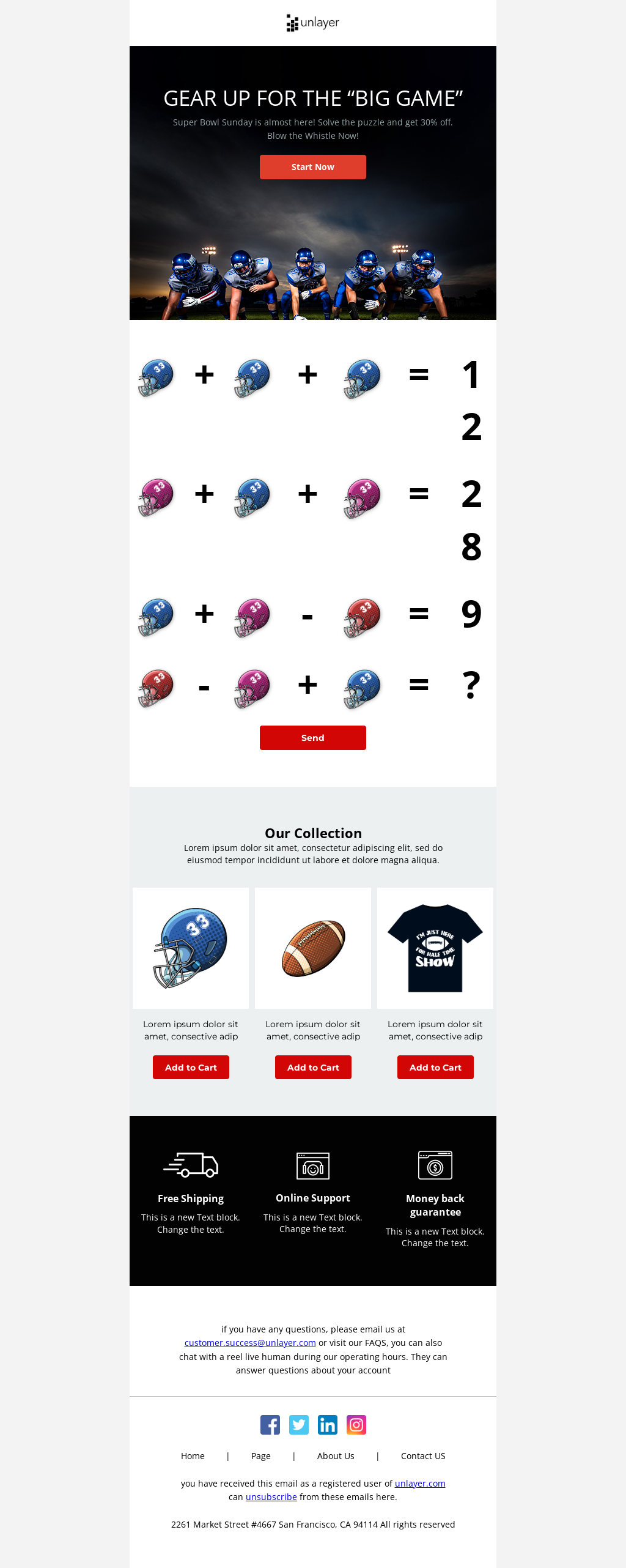Free Email Templates for Super Bowl | Unlayer