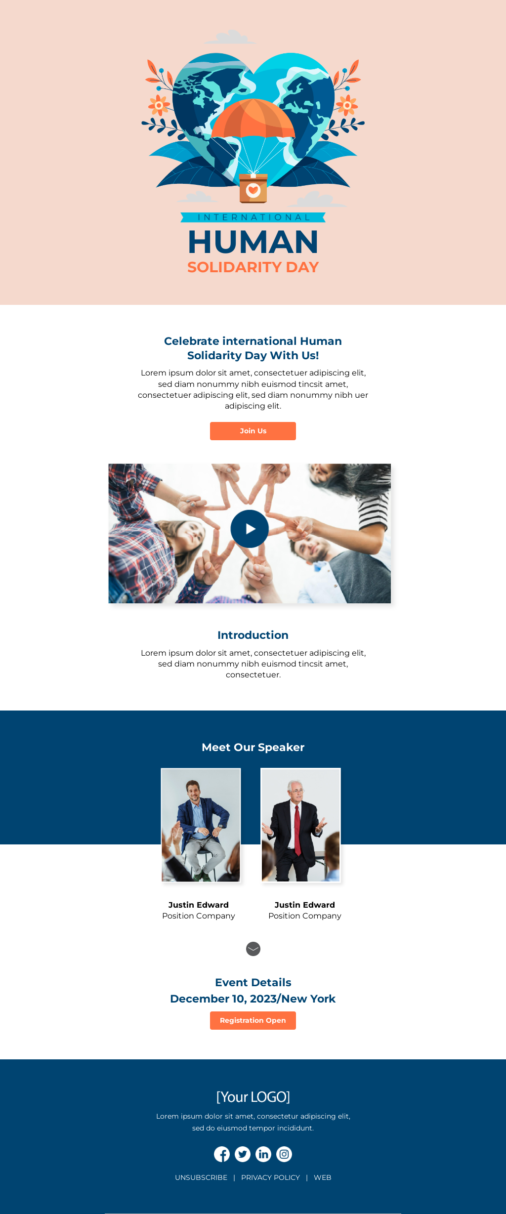 International Human Solidarity Day Email Template | Unlayer