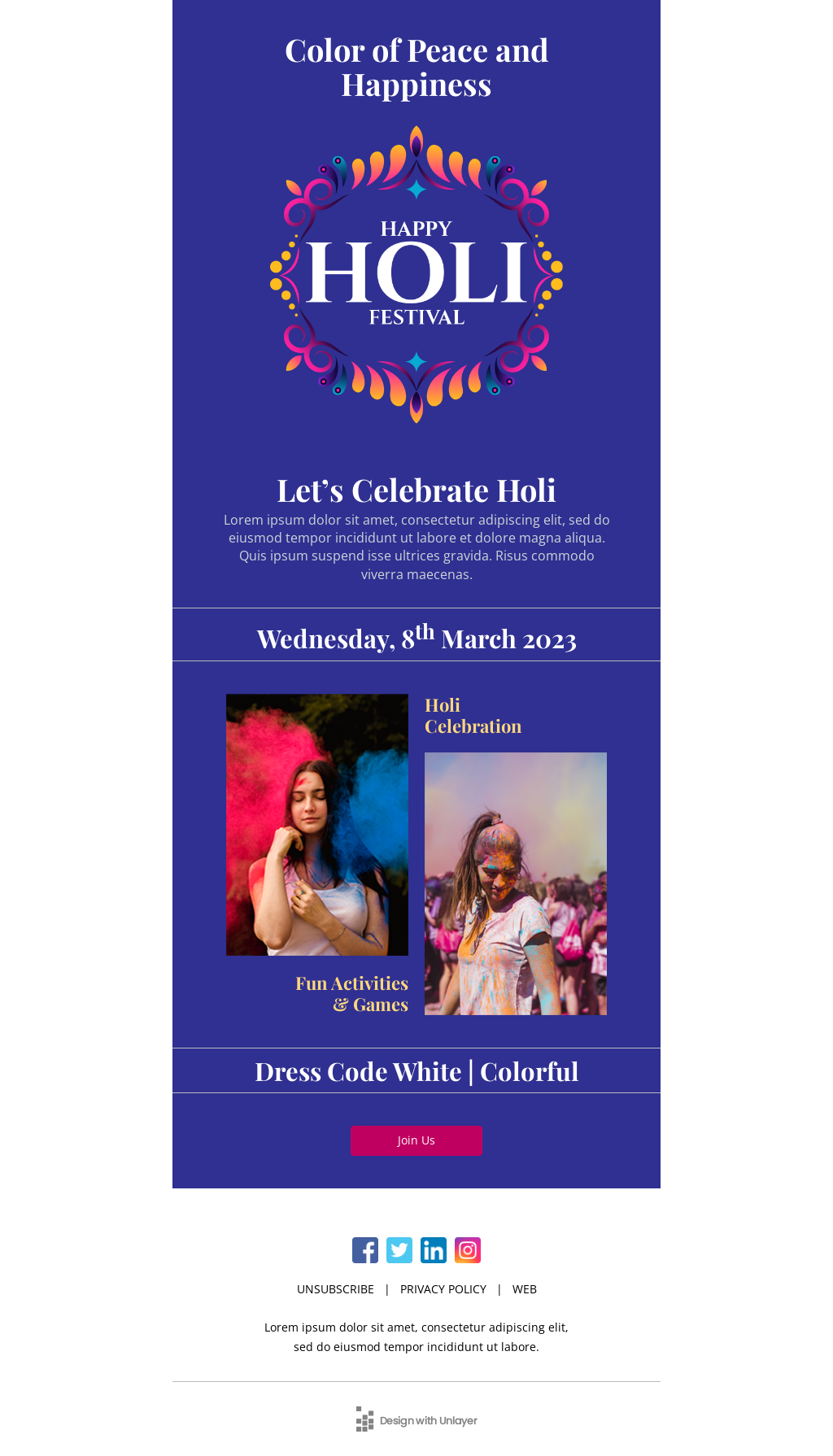 Color of Peace and Happiness Email Template | Unlayer