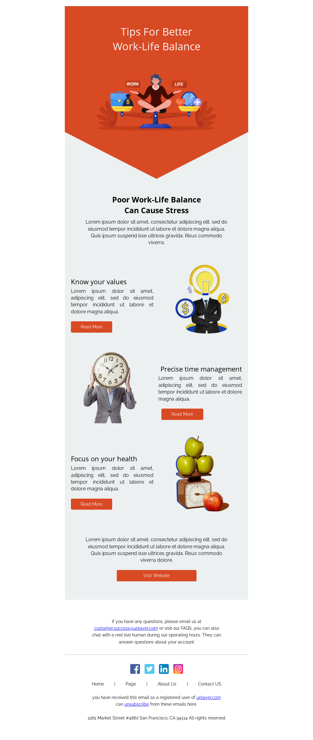Work Life Balance Email Template | Unlayer