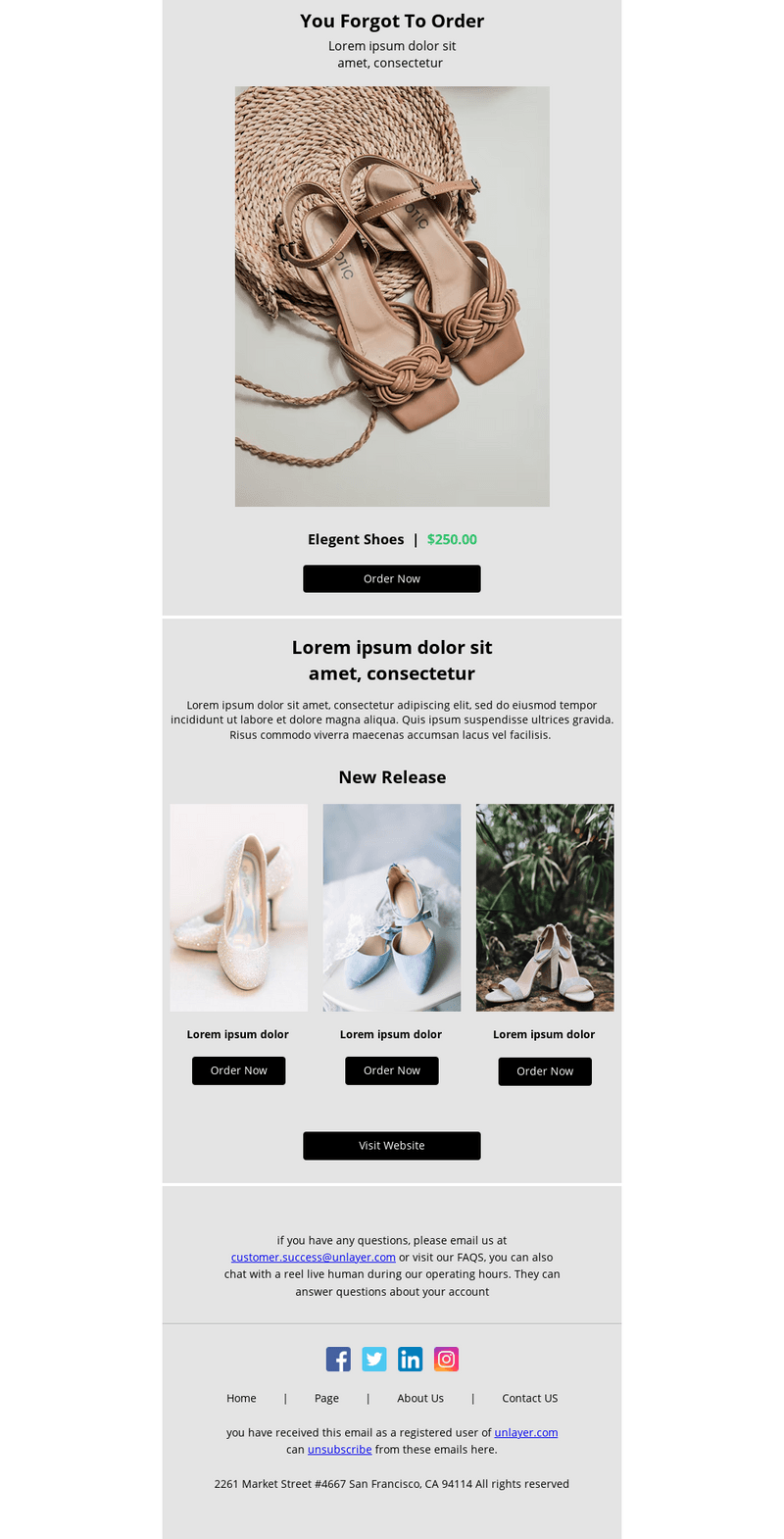 Free Email Templates for Abandoned Cart Unlayer