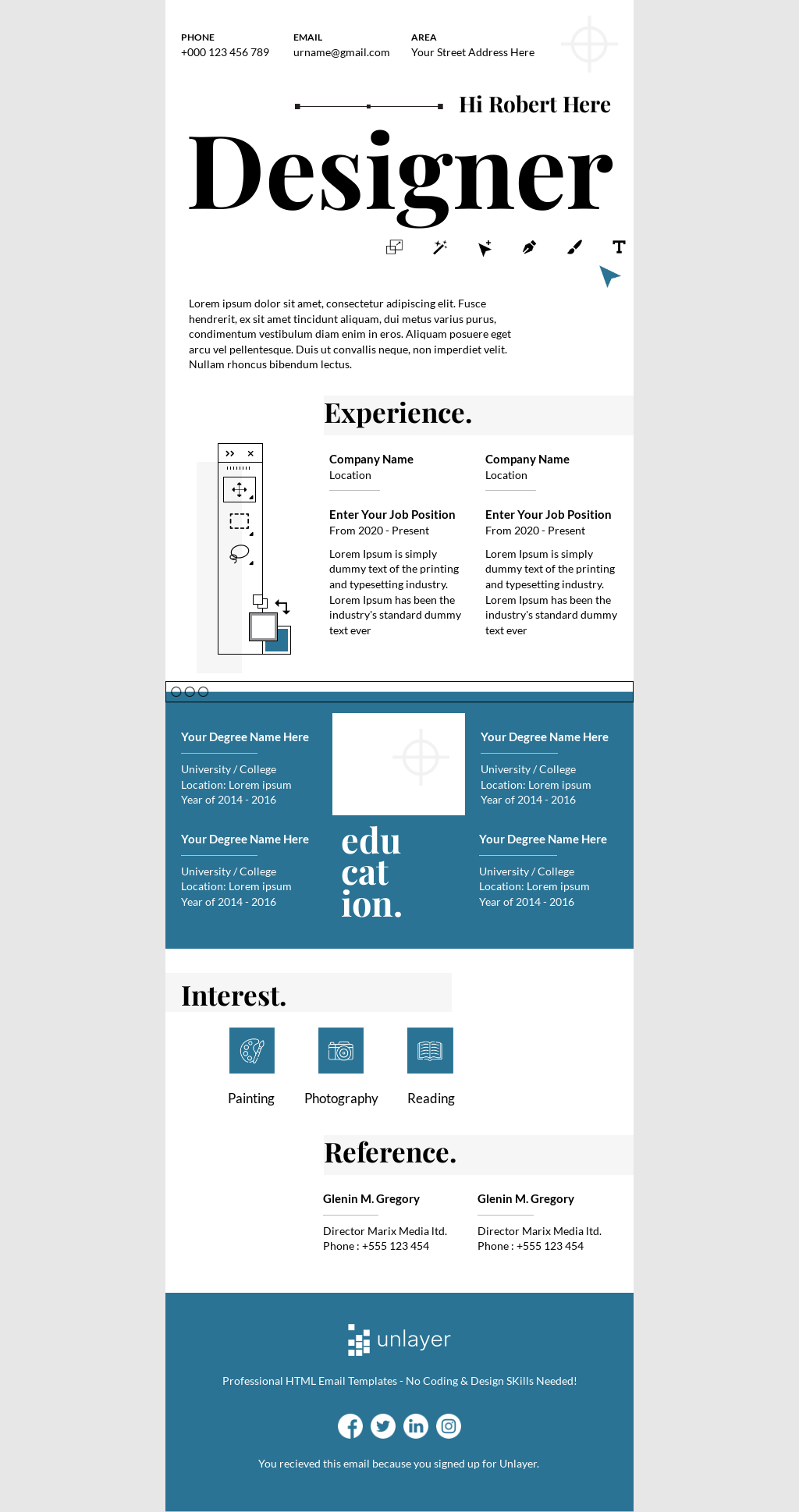 Resume for Designers Email Template - 647ed1198b531b8ce294907d Thumbnail 