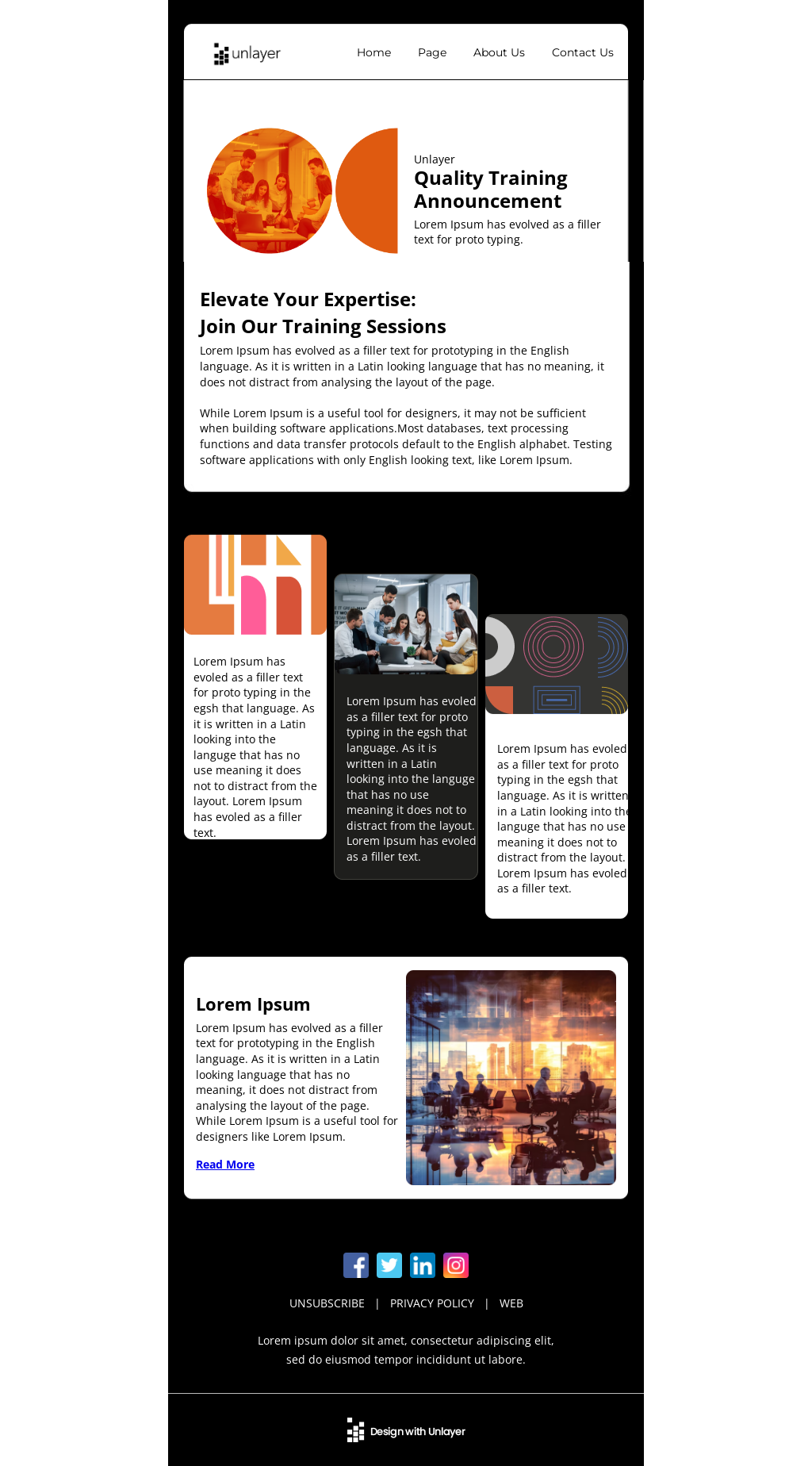 Quality Training Announcement Email Template | Unlayer