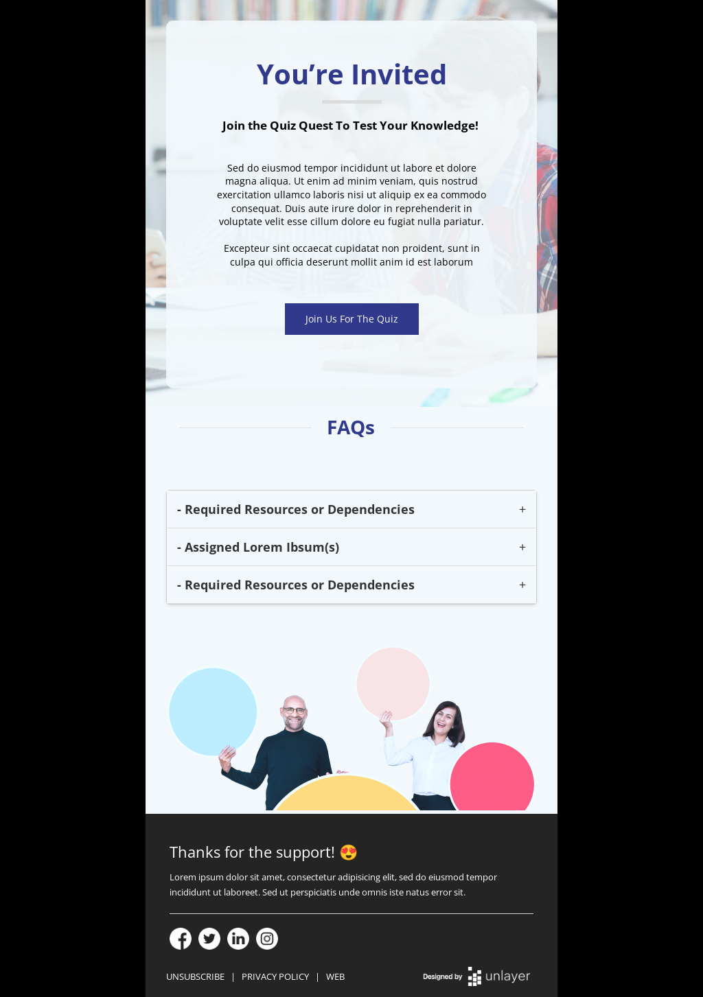 Quiz Invitation Email Template Unlayer
