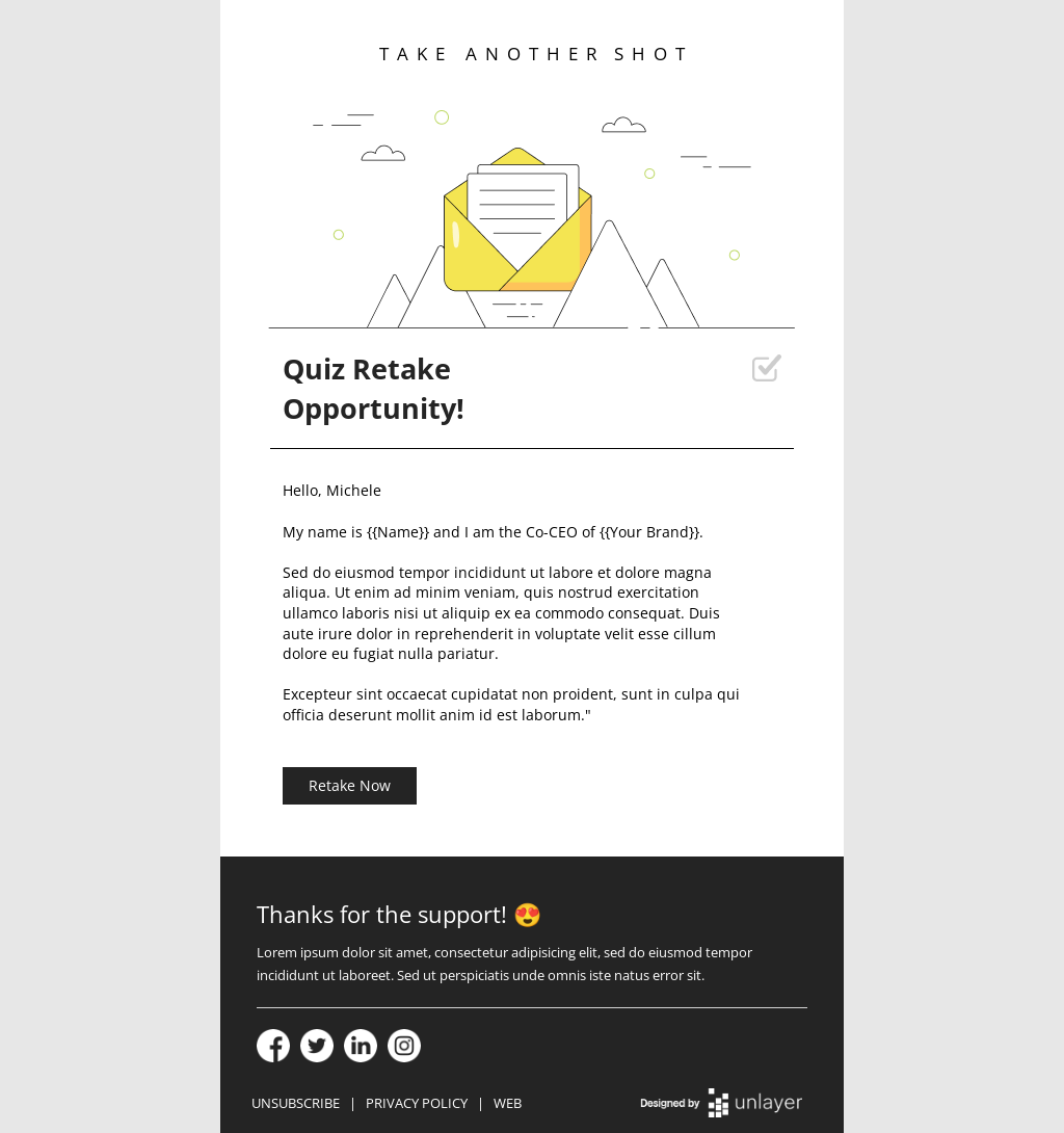 Quiz Retake Invitation Email Template Unlayer