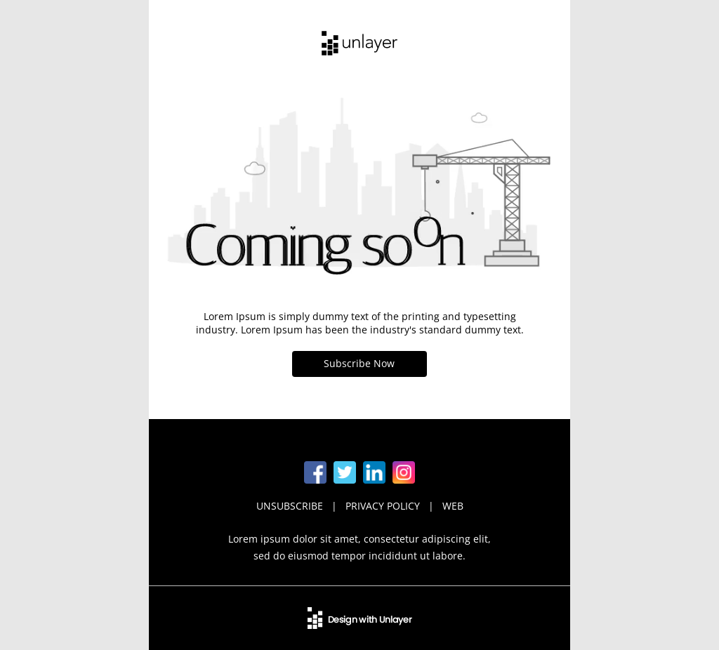 Opening soon email template unlayer