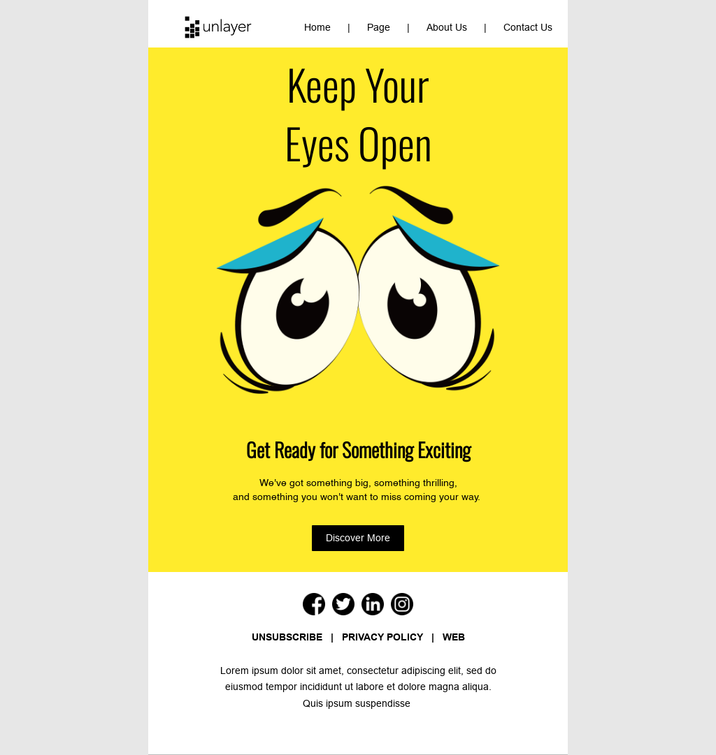 Keep Your Eyes Open Email Template Unlayer
