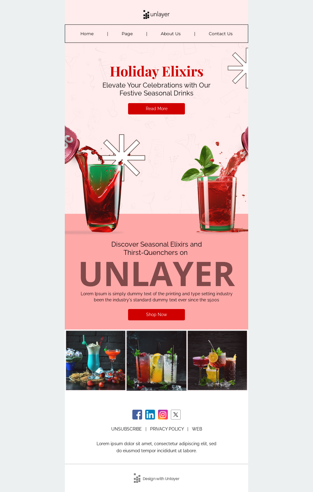 Seasonal drink email template unlayer