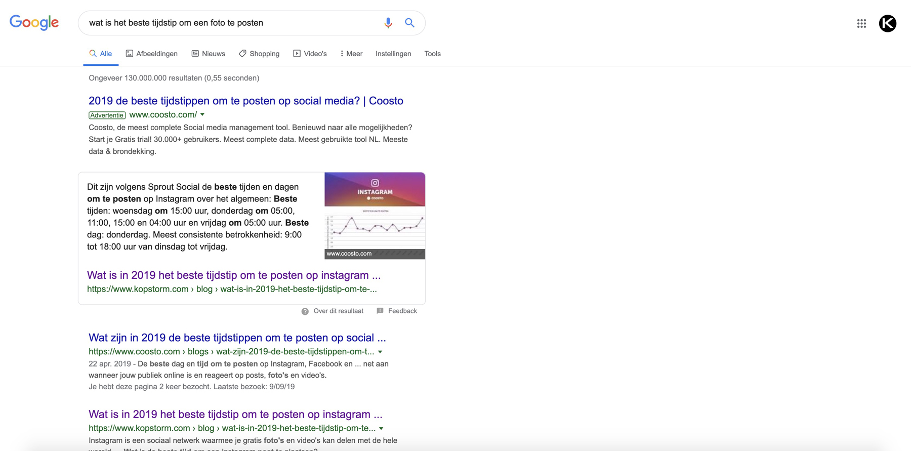 Beste tijdstip om te posten op Instagram Google