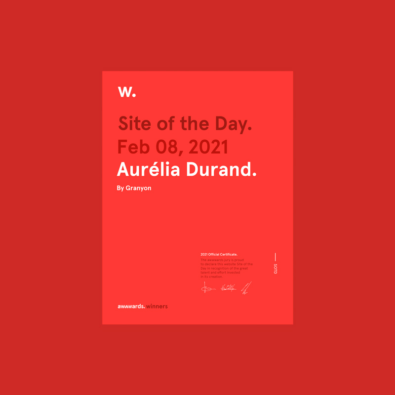 Granyon Aurélia Durand wins Site Of The Day