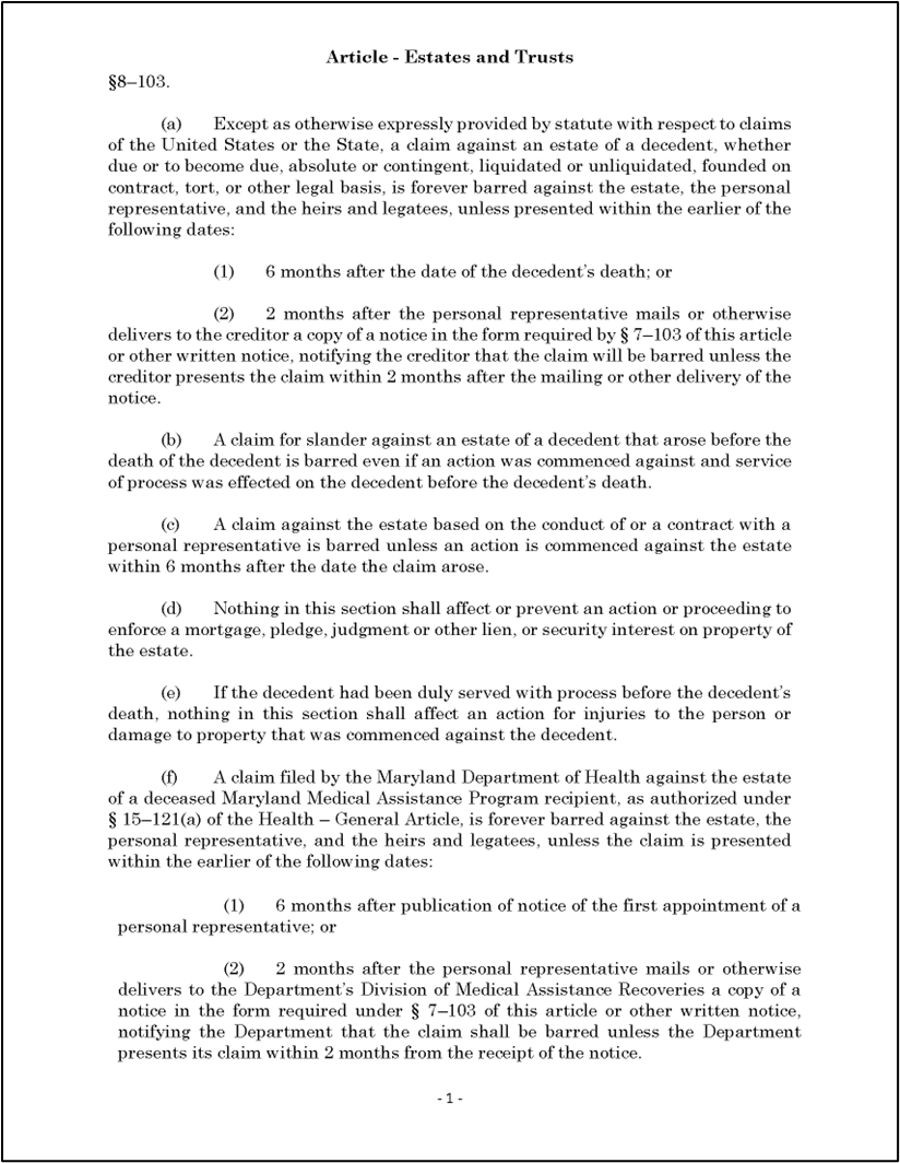 How do I Administer or Probate an Estate in Maryland?