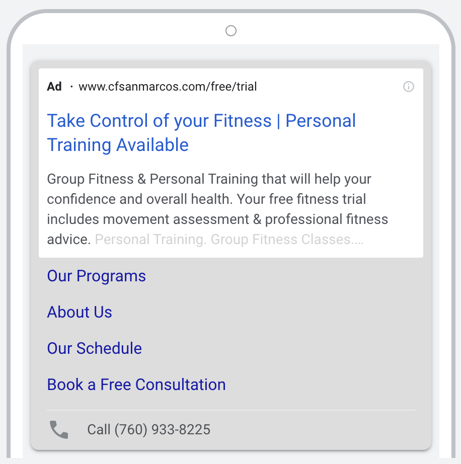 CrossFit San Marcos personal training Google ad