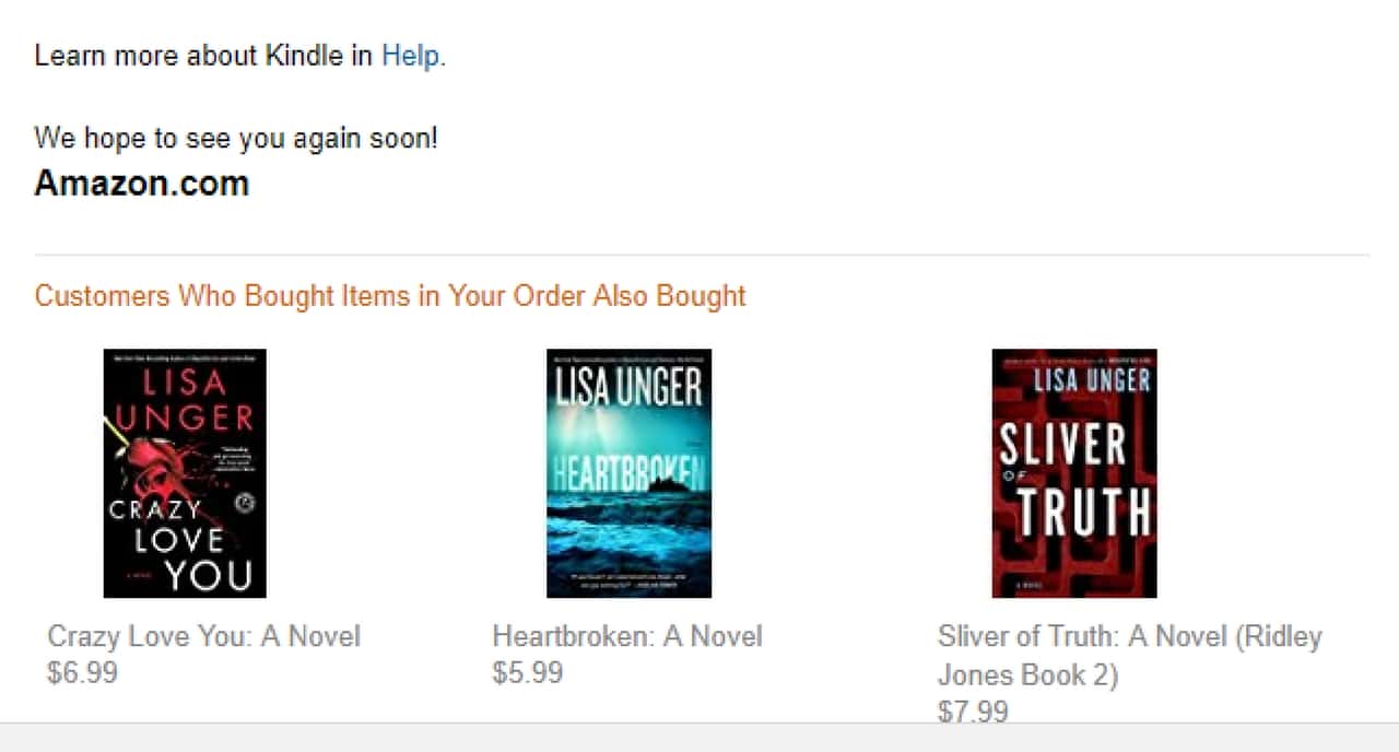Photo of an Amazon confirmation email