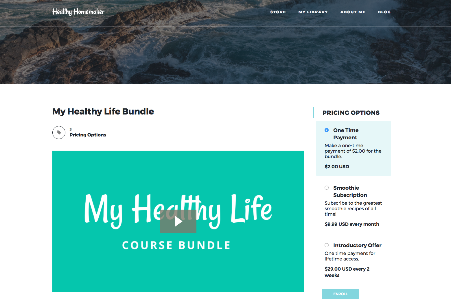 Screenshot of Kajabi online course bundle about healthy living