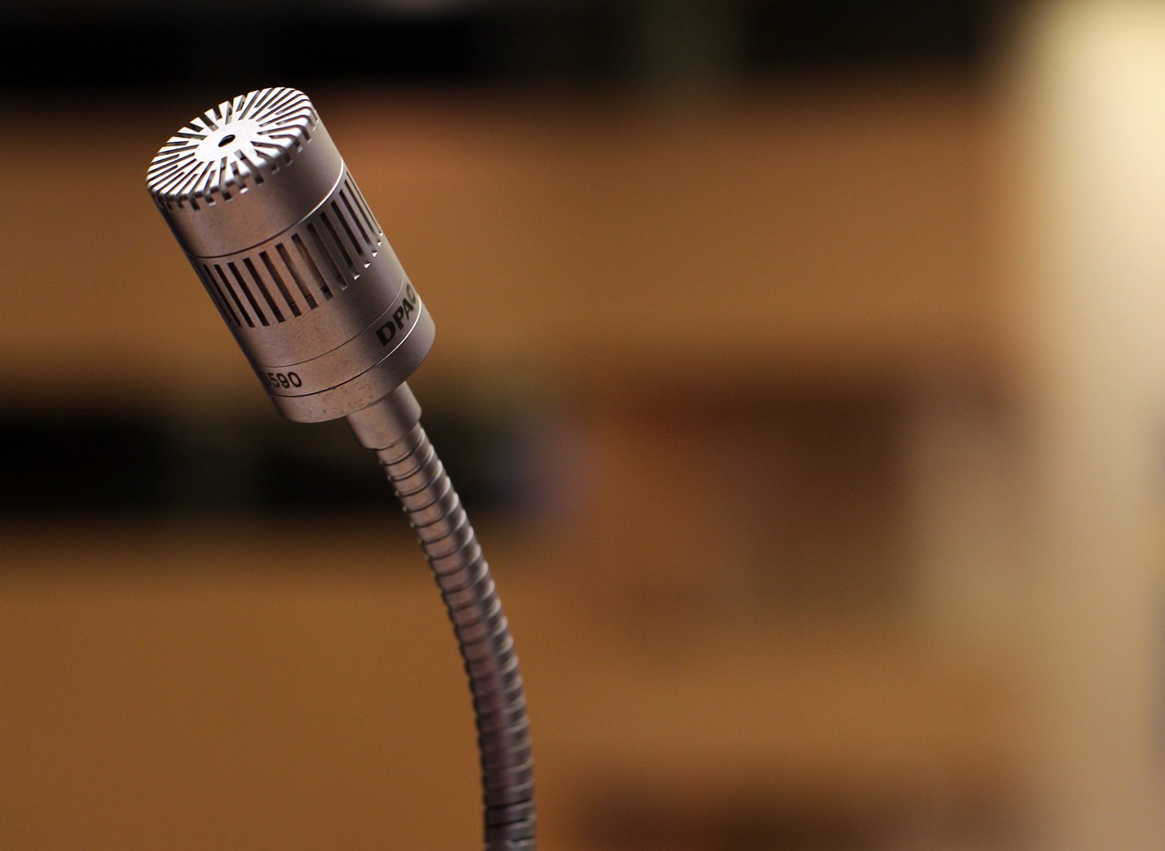 Slim silver microphone for speaking