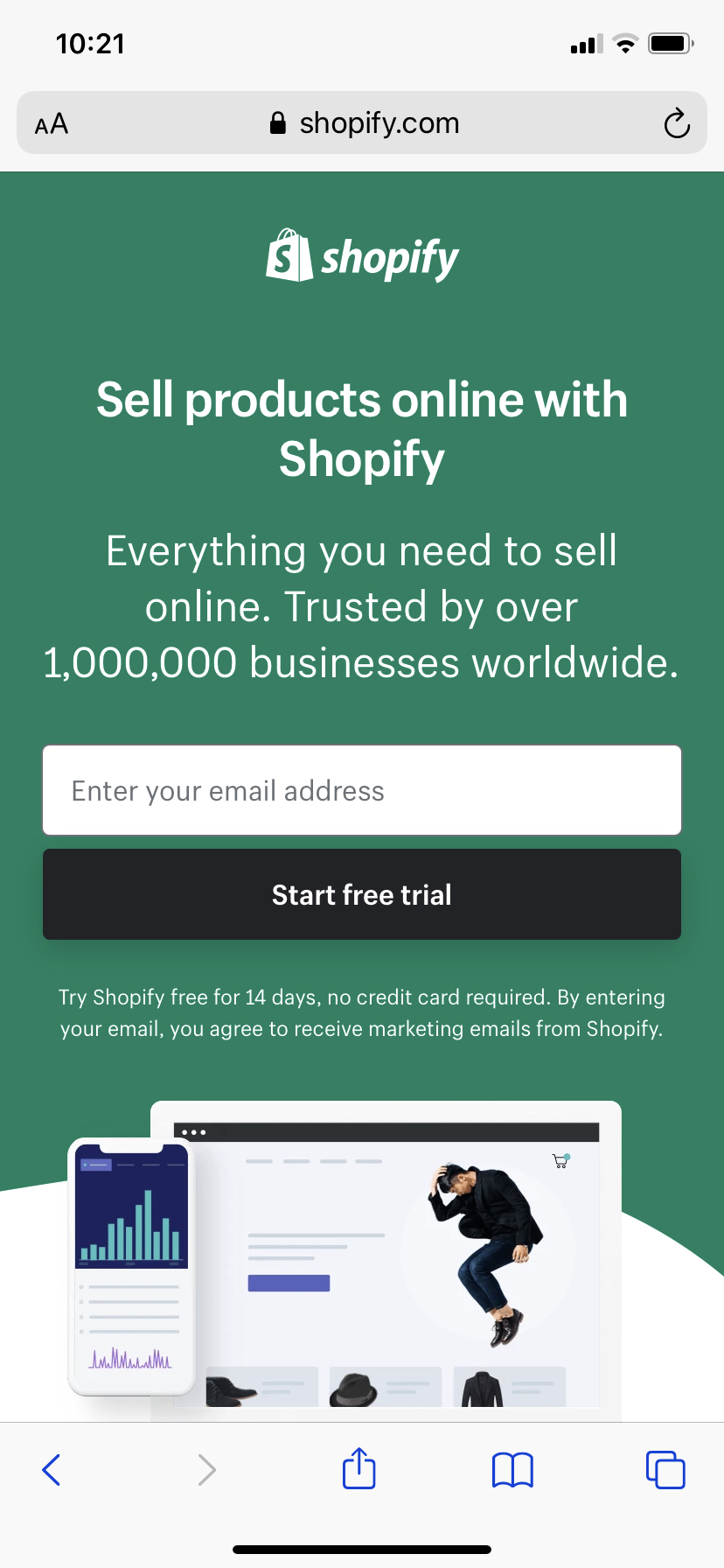 Shopify mobile landing page
