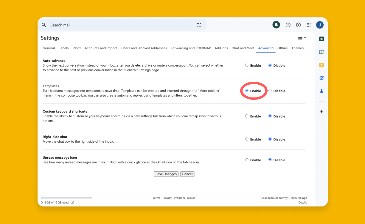 Check the radio button next to "Enable"