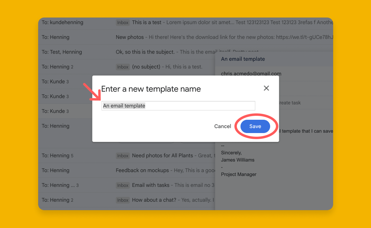 Give your email template a name