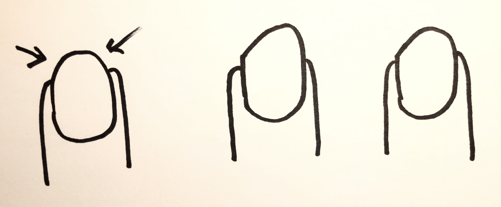 Three nail shapes that are good for playing classical guitar.