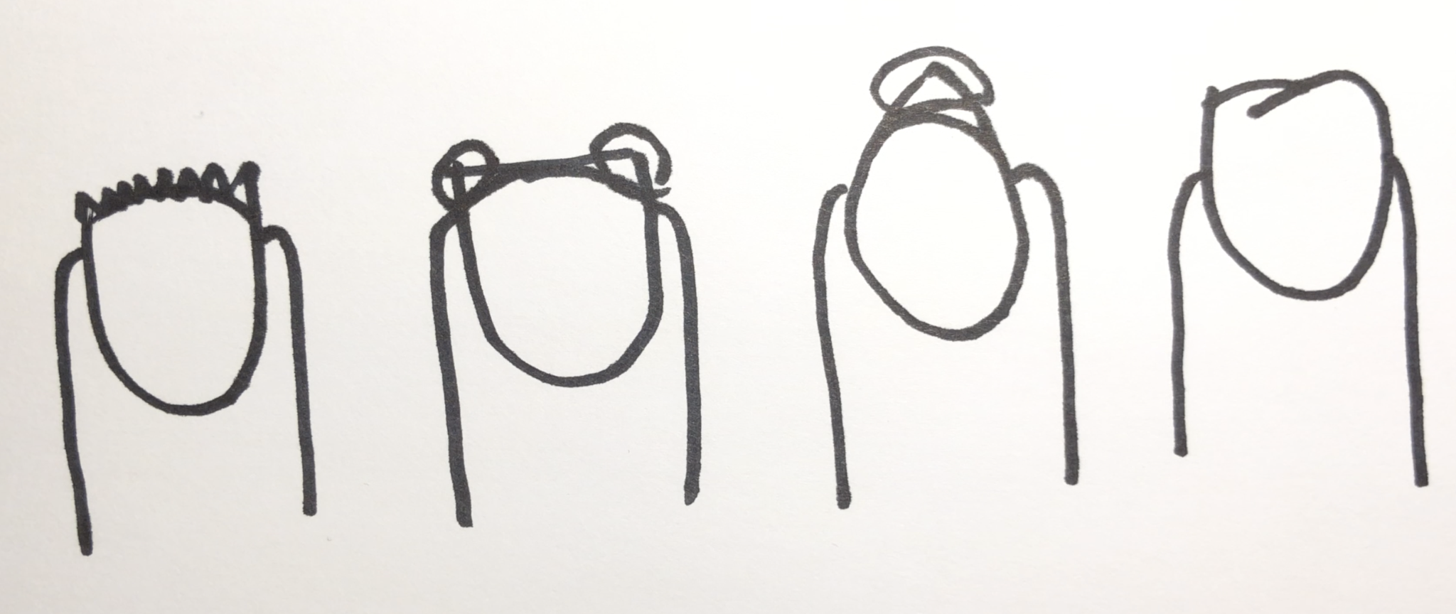 Four nail shapes that are bad for playing classical guitar.