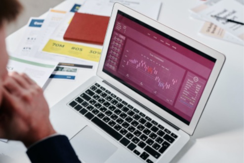HR professional looking at recruiting data