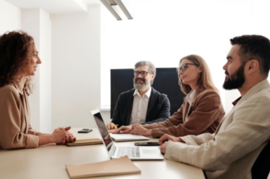 A group interview being conducted