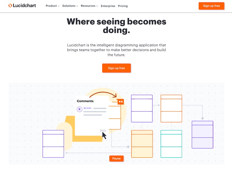 Lucidchart homepage