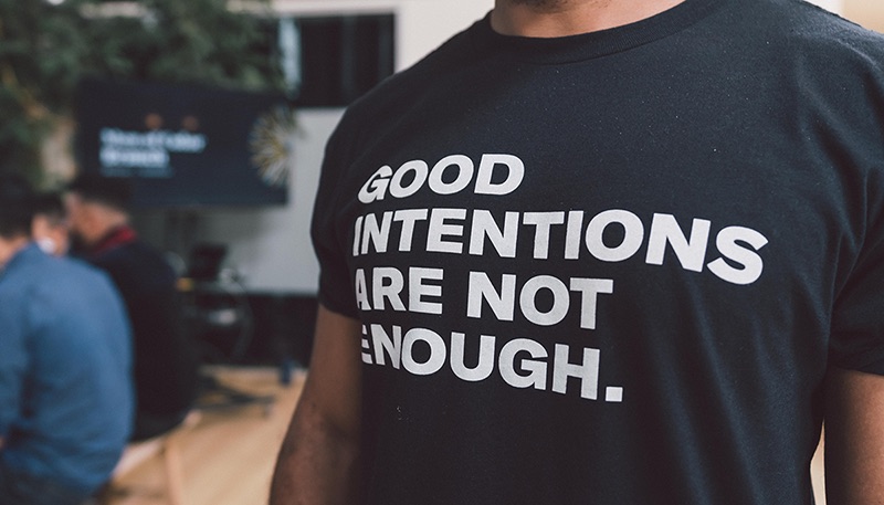 Diversity and inclusion ally wearing black t-shirt