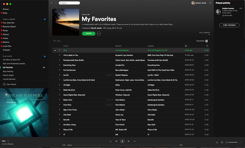 A favorite songs list