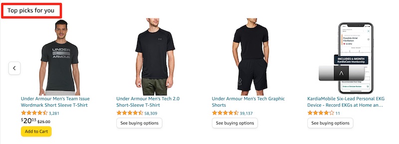 Personalized offers on Amazon