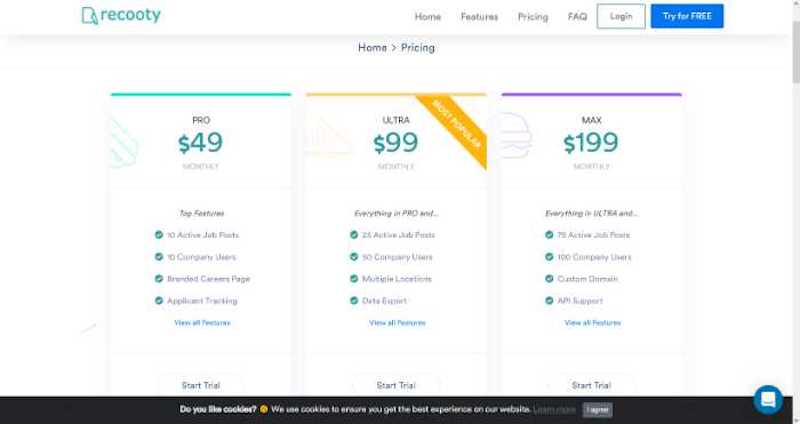 Recooty subscription pricing chart