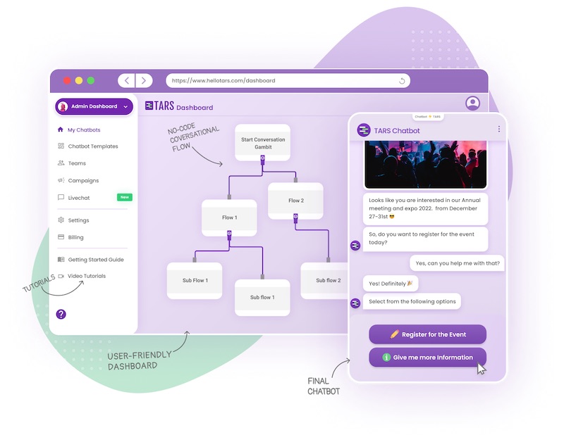 TARS dashboard for chatbot app