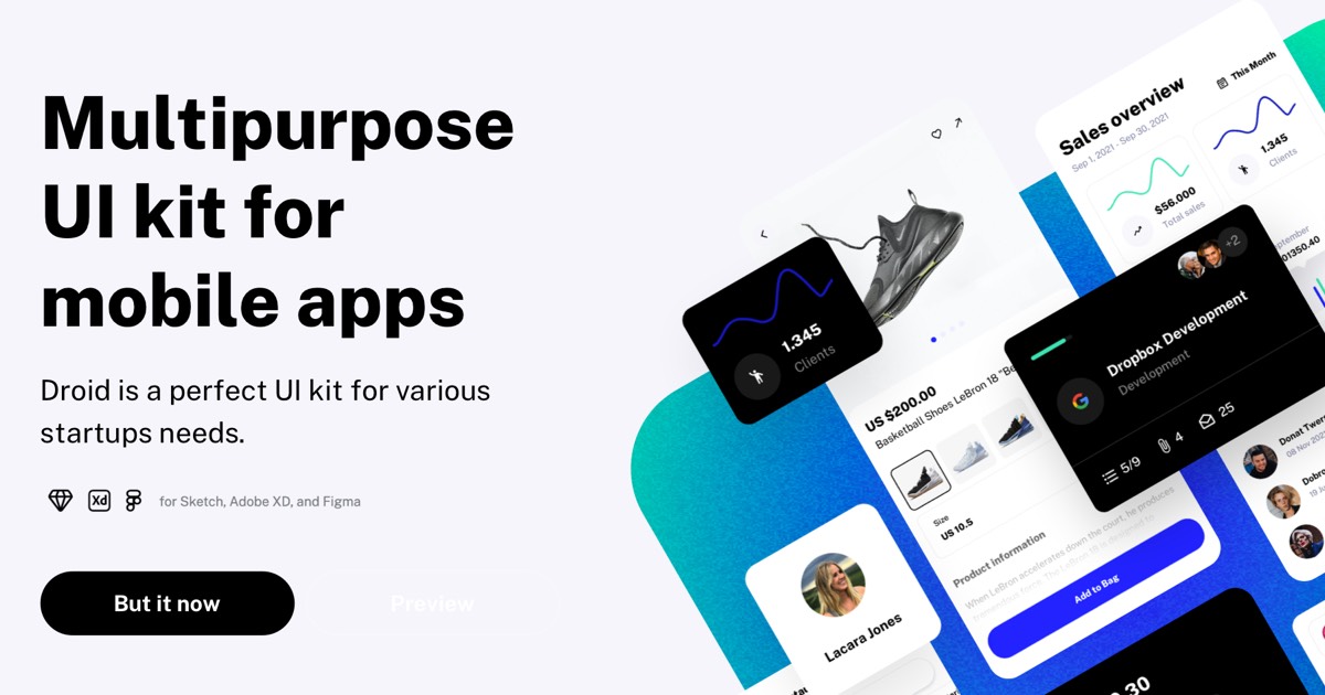 Droid Multipurpose UI Kit for Mobile Apps