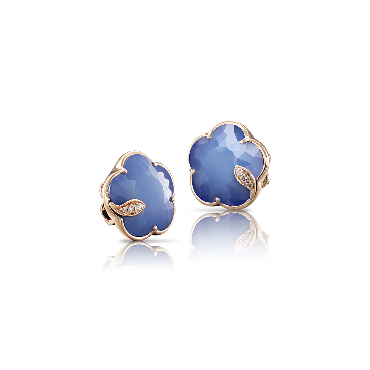 EARRINGS PETIT JOLI WHITE AGATE AND LAPIS LAZULI