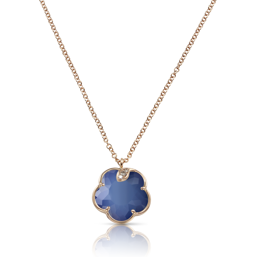 NECKLACE PETIT JOLI WHITE AGATE AND LAPIS LAZULI