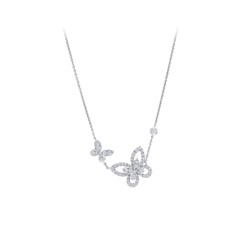 Pendant Double Butterfly Silhouette Diamond