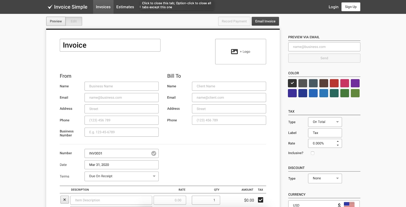 Invoice Simple