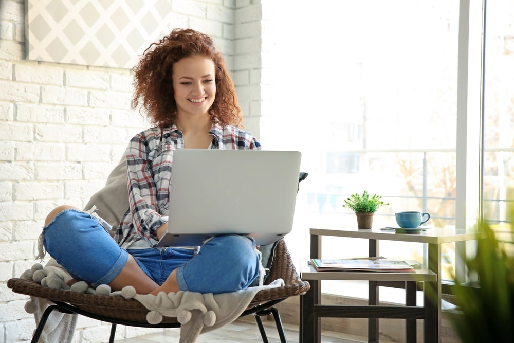 Woman Doing Data Entry from Home