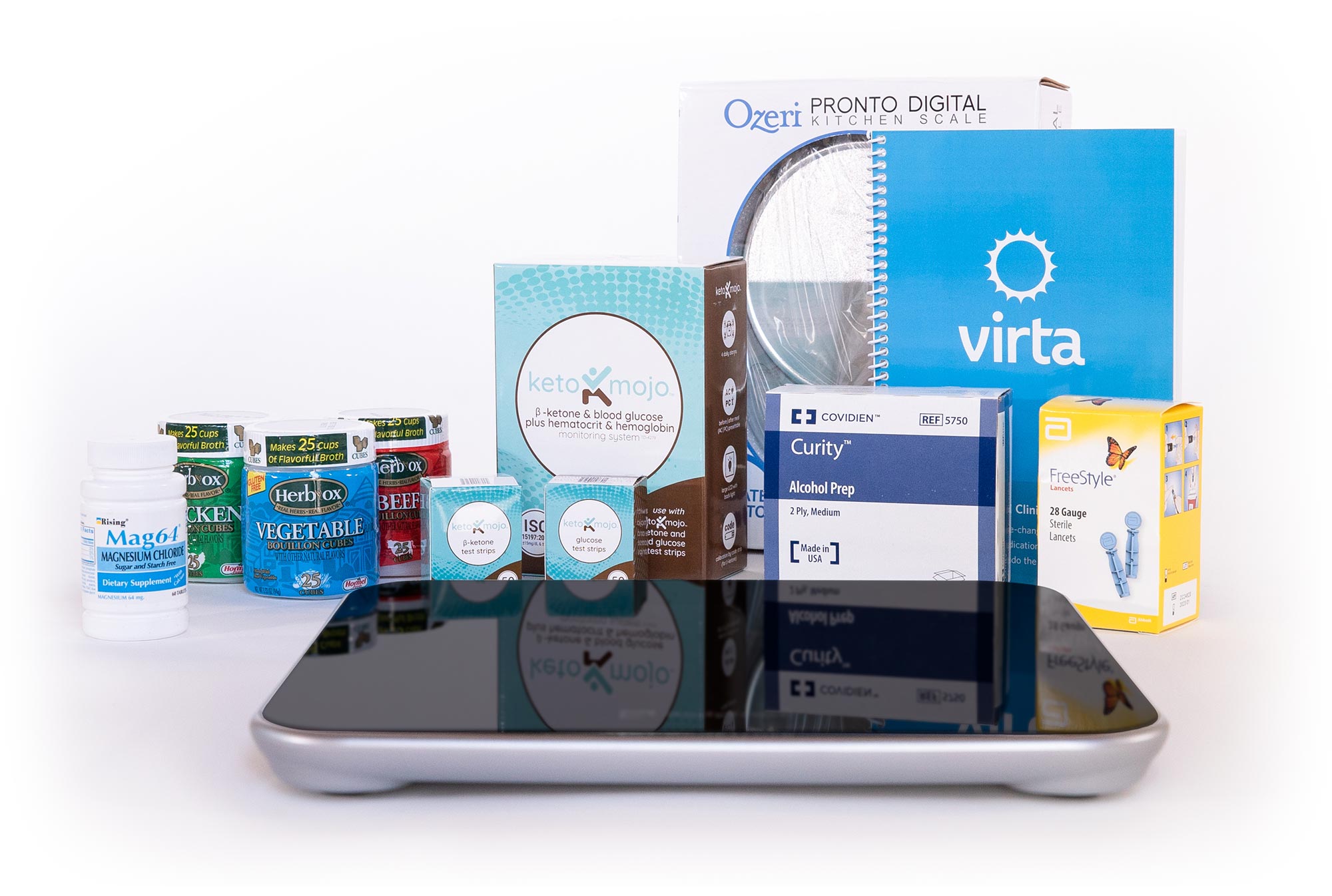 Virta starter kit contents on a white background
