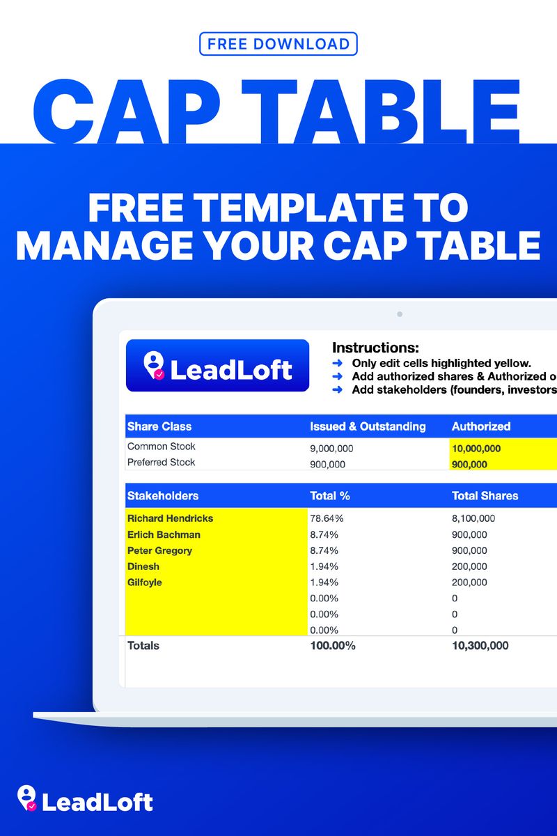 Cap table template free download leadloft