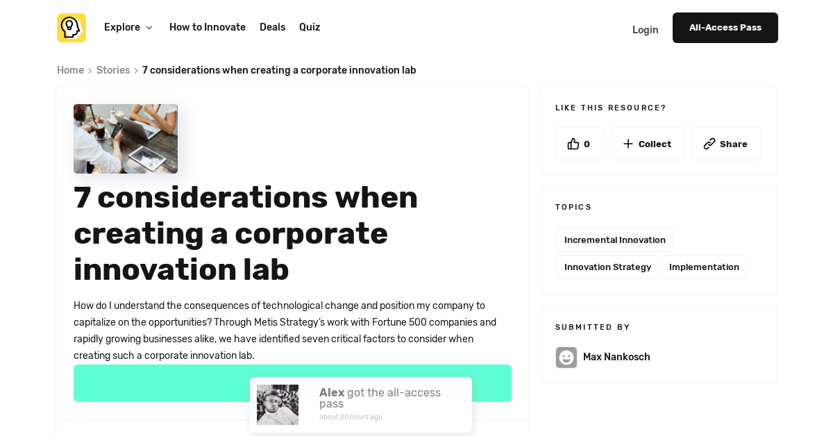 7 considerations when creating a corporate innovation lab