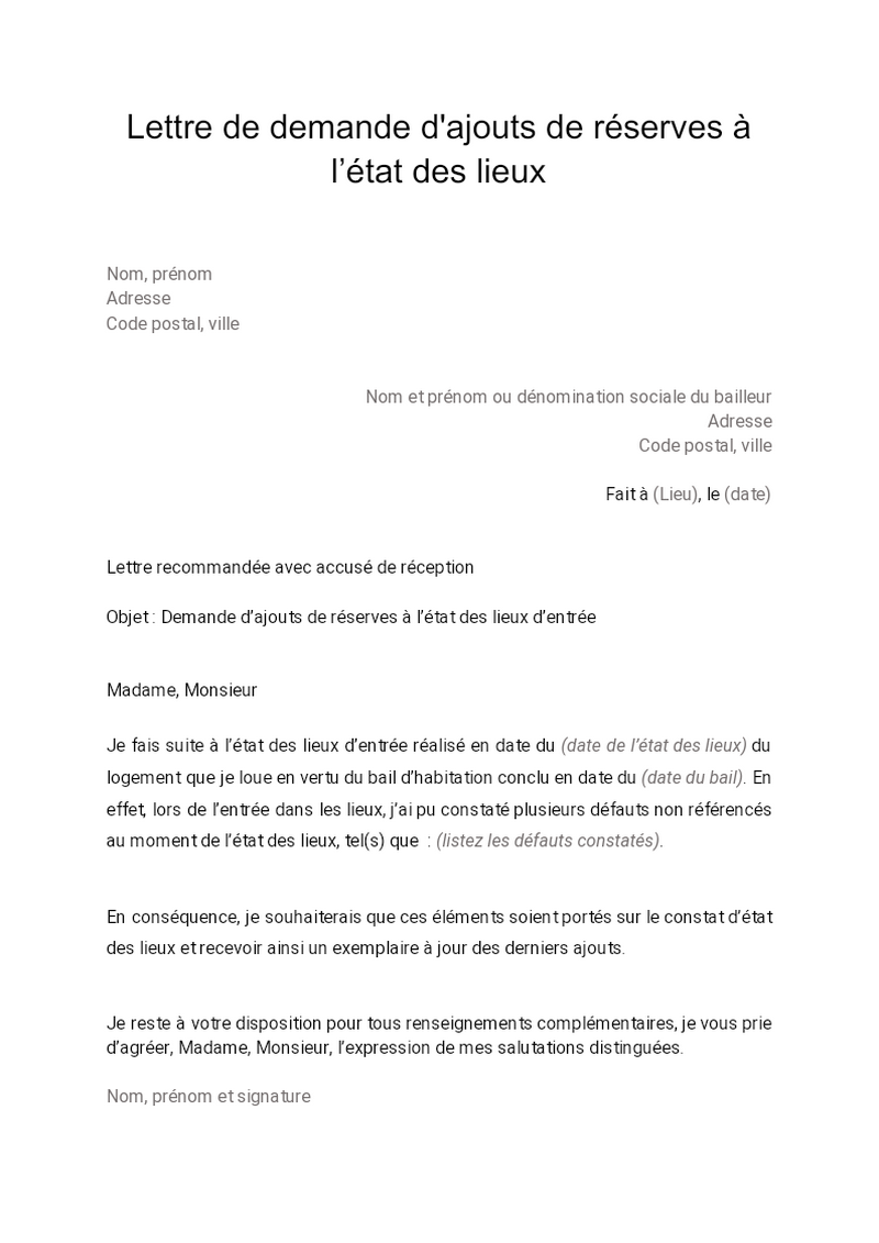 Lettre de demande d