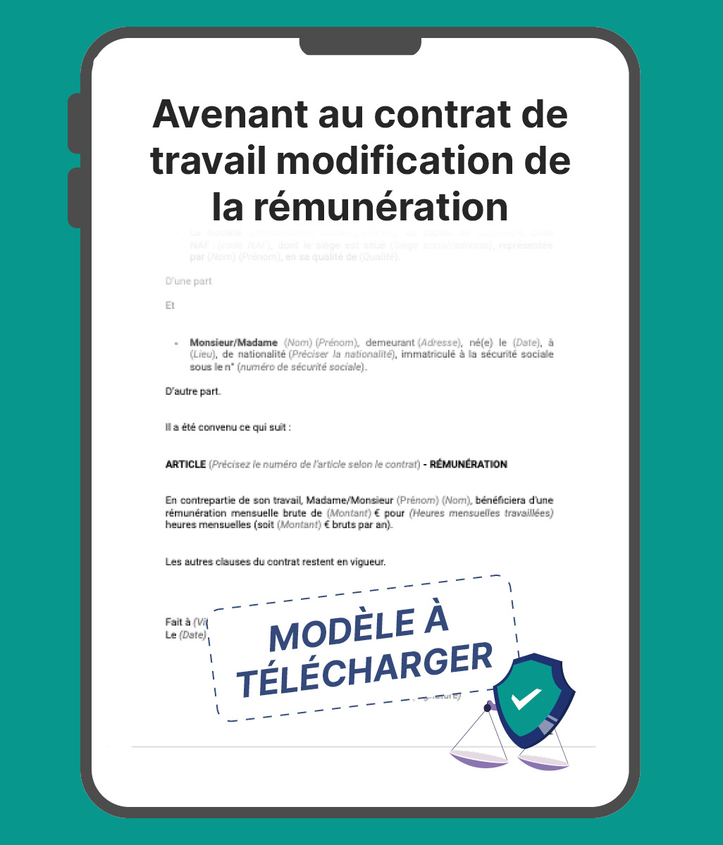 Avenant au contrat de travail modification de la rémunération modèle