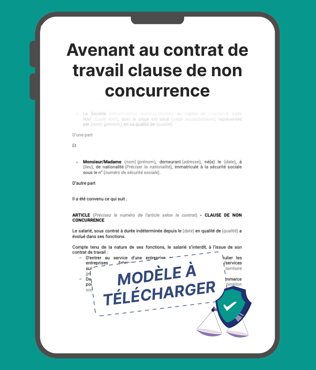 Avenant au contrat de travail clause de non concurrence