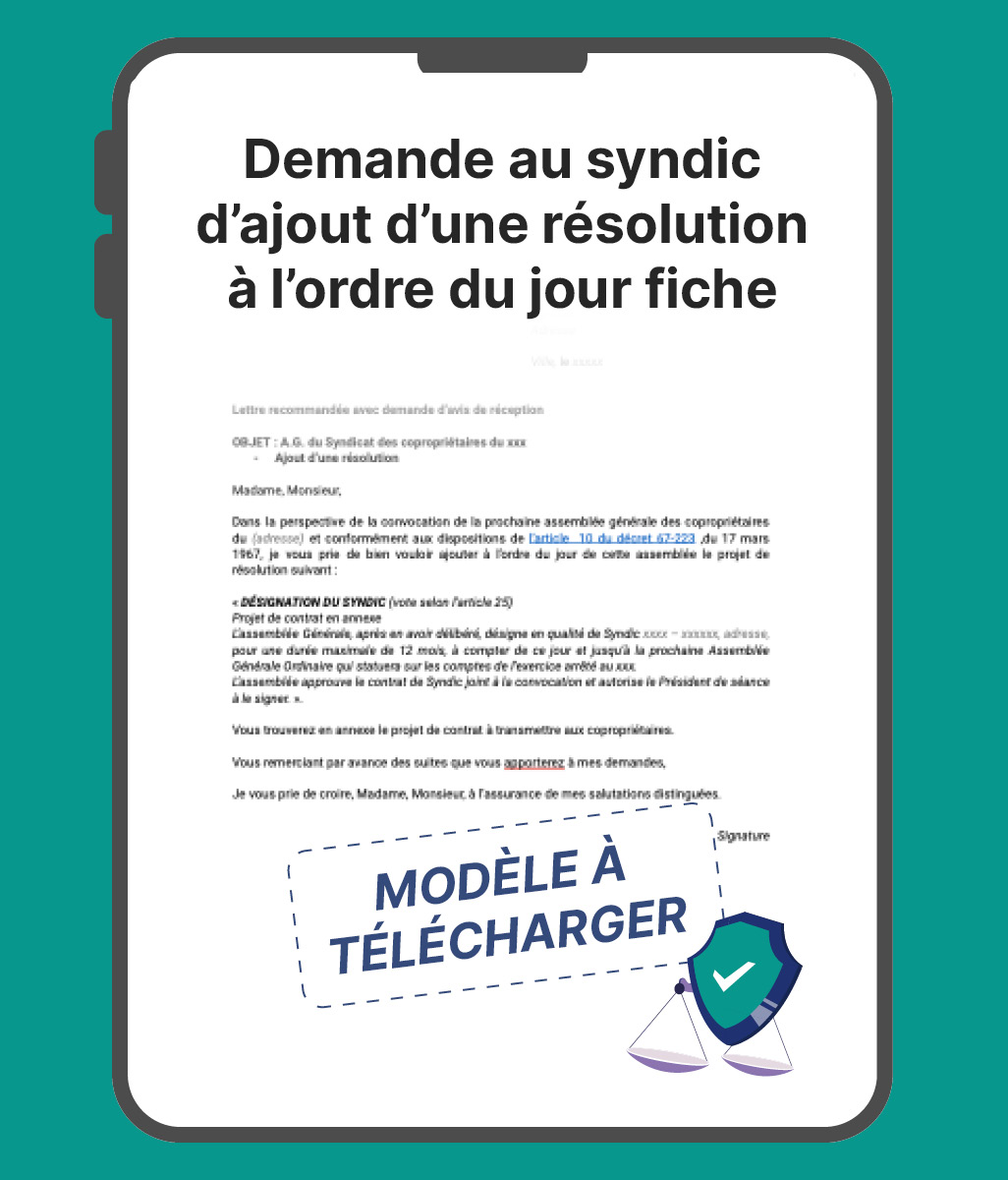 Demande au syndic d'ajout d'une résolution à l'ordre du jour fiche